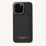 iPhone 15 Pro Max Case in Black Pebble & Gold from Aspinal of London