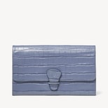 Classic Travel Wallet in Deep Shine Heritage Blue Croc from Aspinal of London