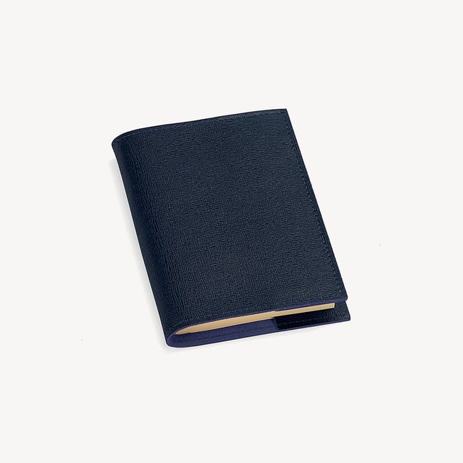 Saffiano Refillable Pocket Notebook in Navy Aspinal