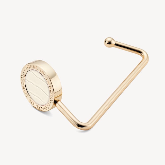 Handbag Hook in Ivory Small Croc Aspinal of London