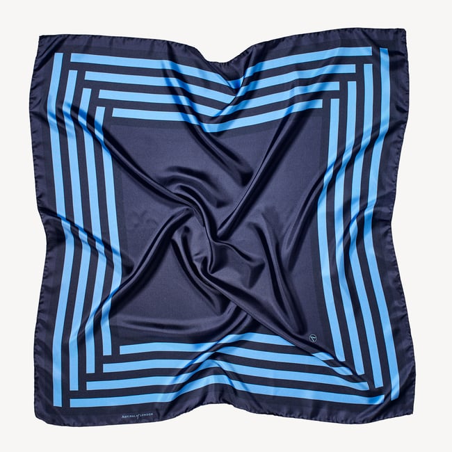 Geometric Patchwork Pattern Scarf - Navy main image 0
