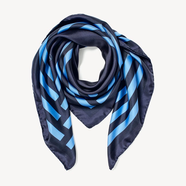 Geometric Patchwork Pattern Scarf - Navy main image 1