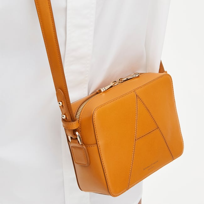 Camera Crossbody Bag in Smooth Mustard Aspinal of London
