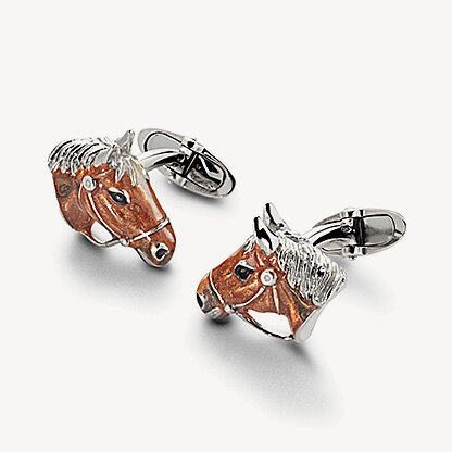 Sterling Silver & Enamel Animal Cufflinks Sterling Silver 925 & Enamel Horse