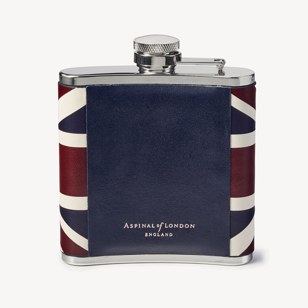 Classic 5oz Leather Hip Flask Smooth Union Jack