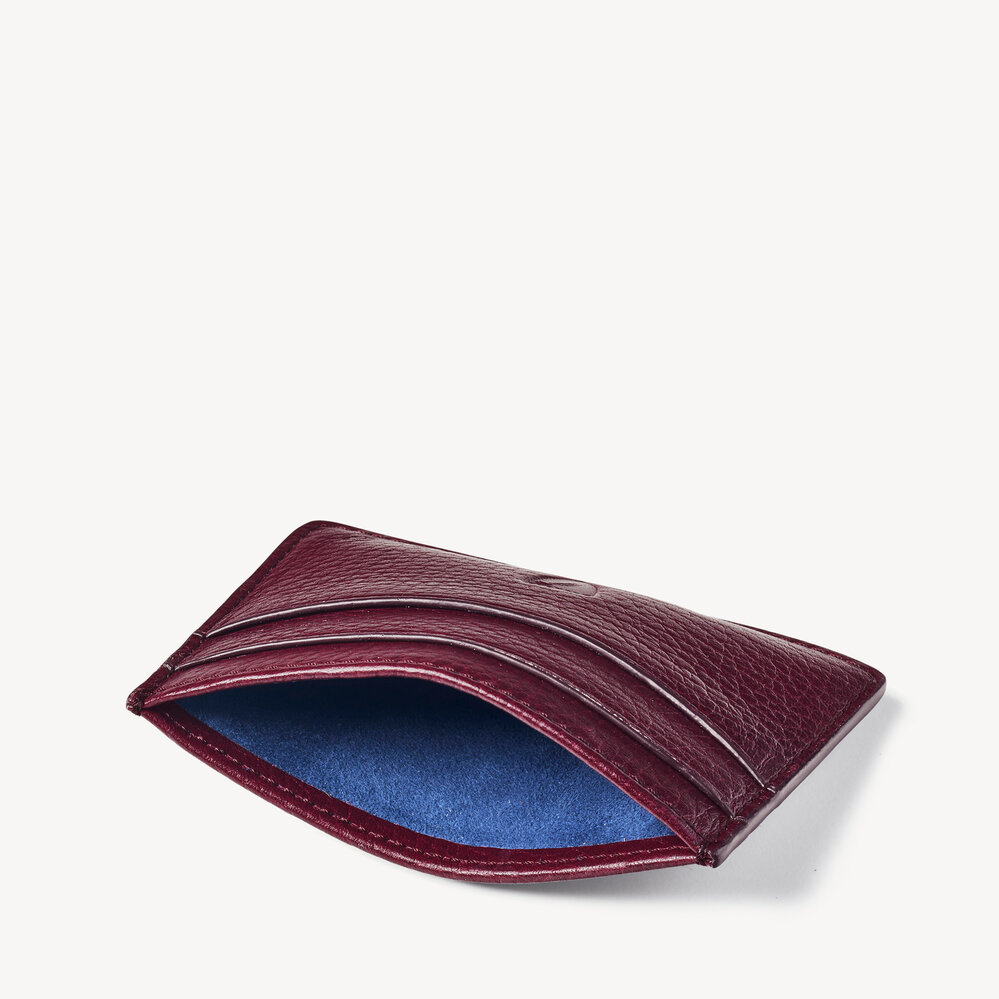 Slim Credit Card Holder Burgundy Pebble