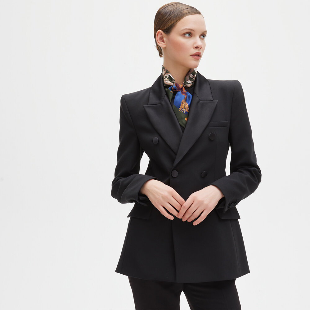 Signature Ombre Silk Neck Bow Evergreen & Navy Pure Silk