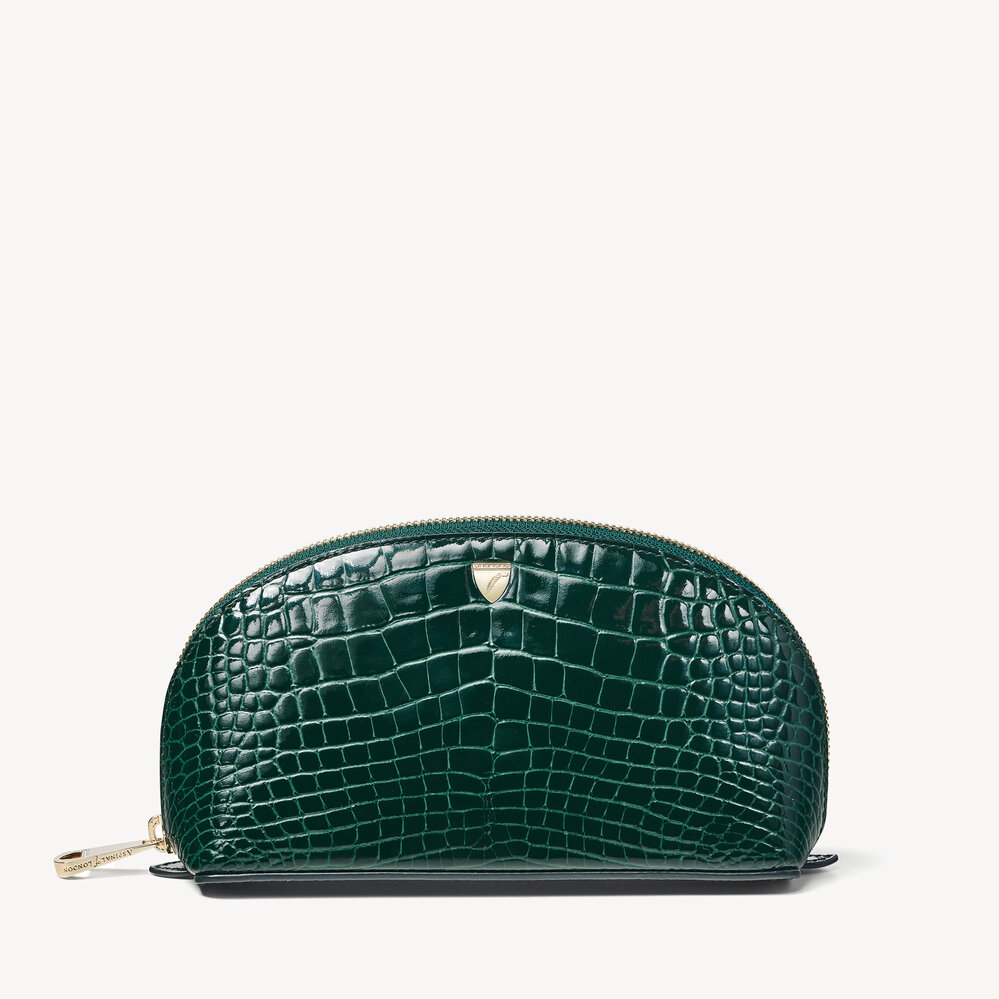 Small Cosmetic Case Evergreen Patent Croc