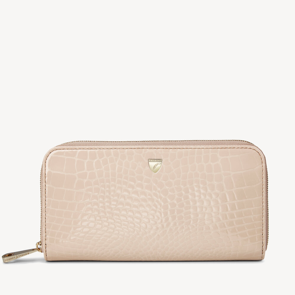 Continental Purse Soft Taupe Patent Croc