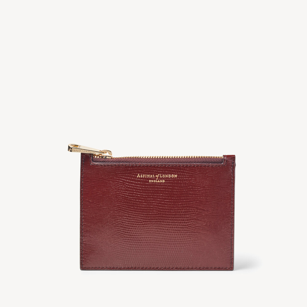 Small Essential Flat Pouch Bordeaux Silk Lizard
