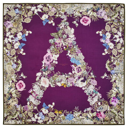 Ombre 'A' Floral Silk Scarf in Plum Pure Silk Twill Ombre 'A' Floral Silk Scarf in Plum Pure Silk Twill