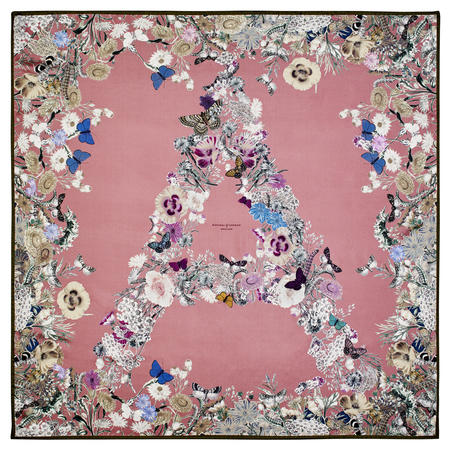 Ombre 'A' Floral Silk Scarf in Tea Rose Pure Silk Twill Ombre 'A' Floral Silk Scarf in Tea Rose Pure Silk Twill