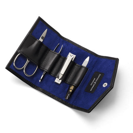 Men’s Manicure Set in Smooth Black & Cobalt Suede Men’s Manicure Set in Smooth Black & Cobalt Suede