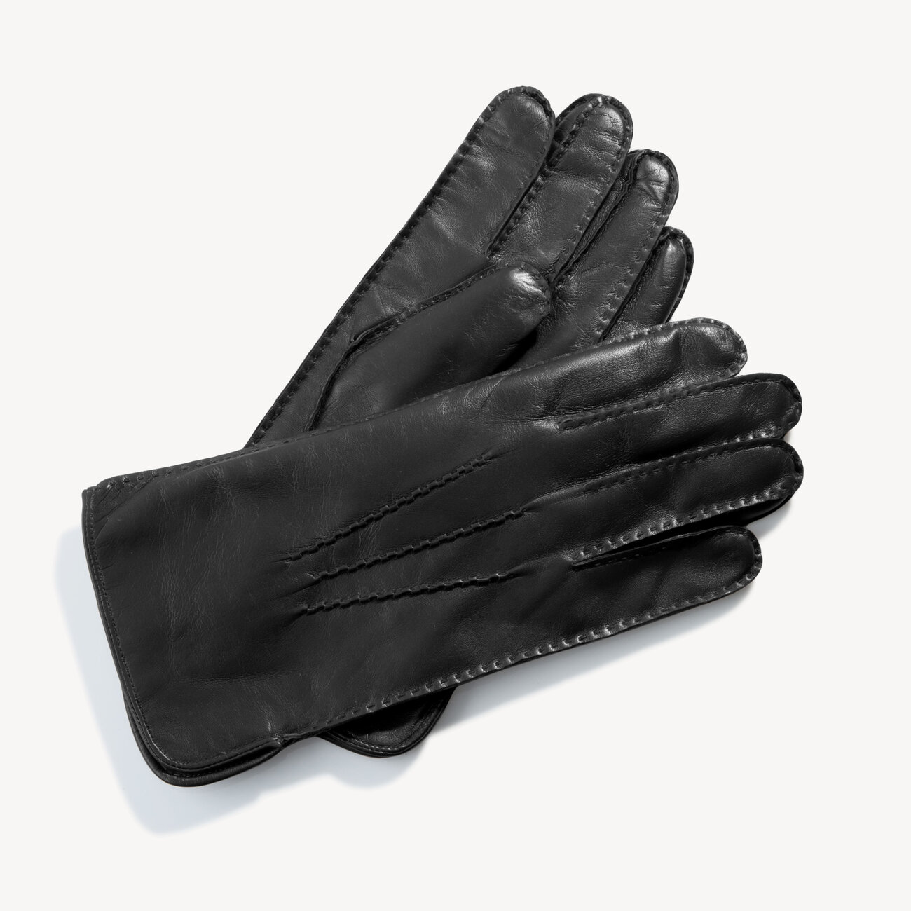 Men's Cashmere Lined Leather Gloves in Black Aspinal of London