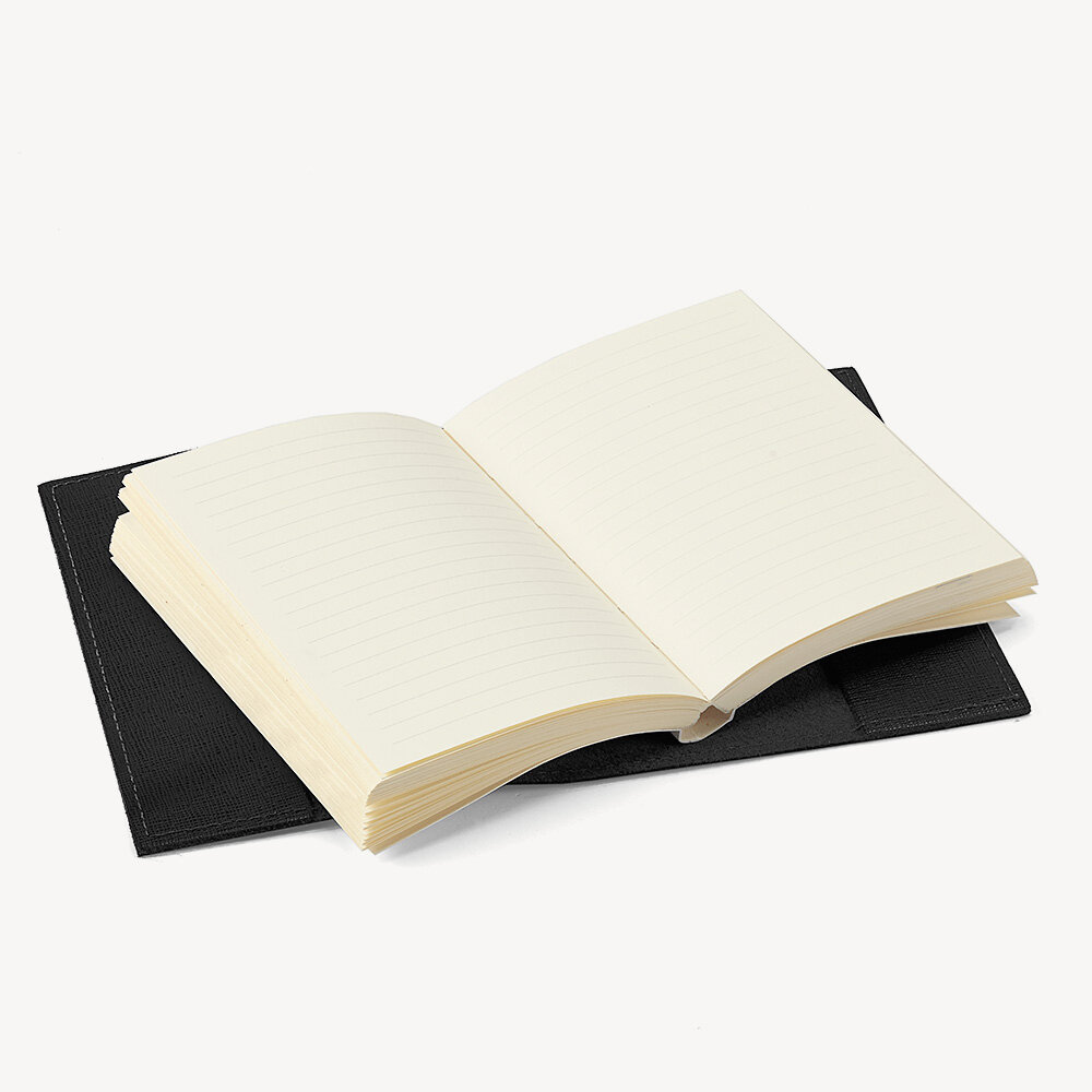 Saffiano Refillable Pocket Notebook in Black Aspinal