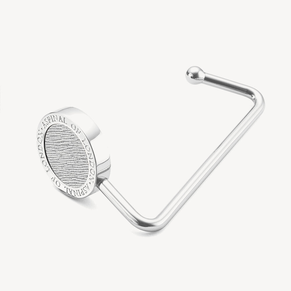 Handbag Hook in Silver Saffiano Aspinal of London
