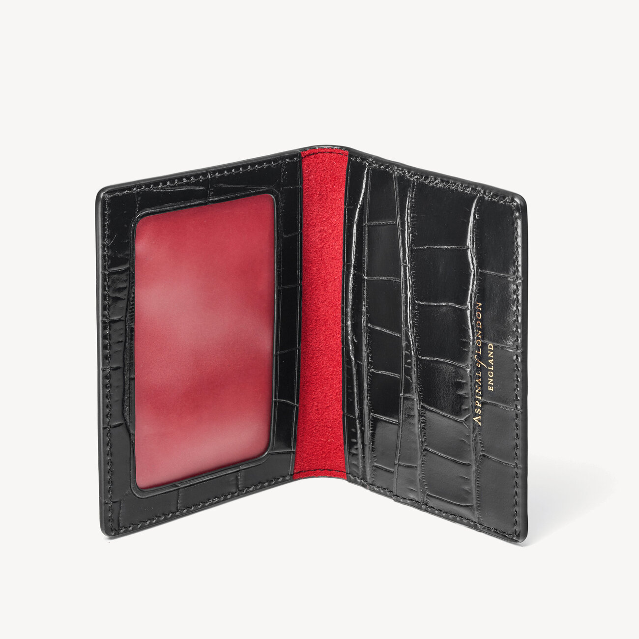 Black Croc ID & Travel Card Holder Aspinal of London