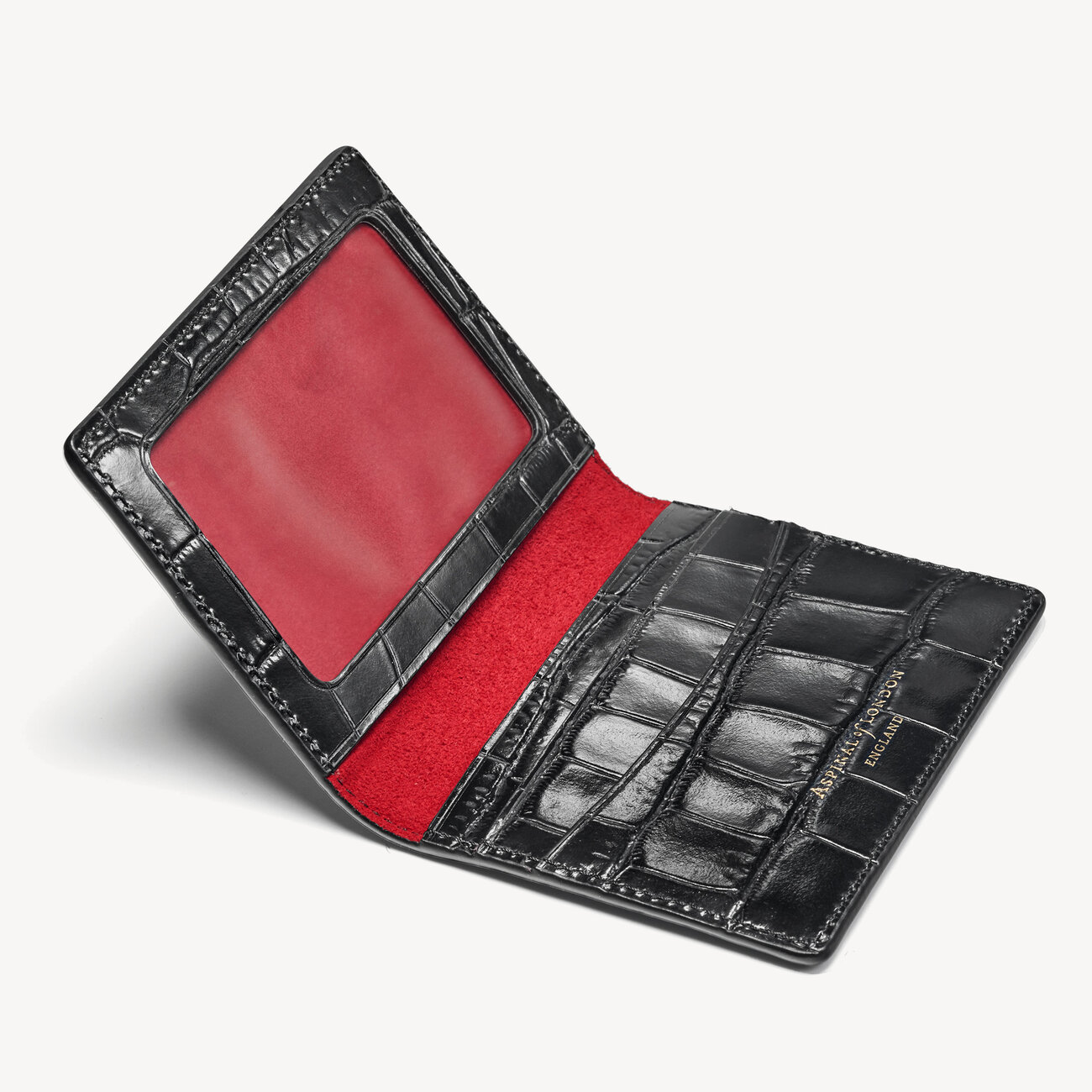 Black Croc ID & Travel Card Holder Aspinal of London