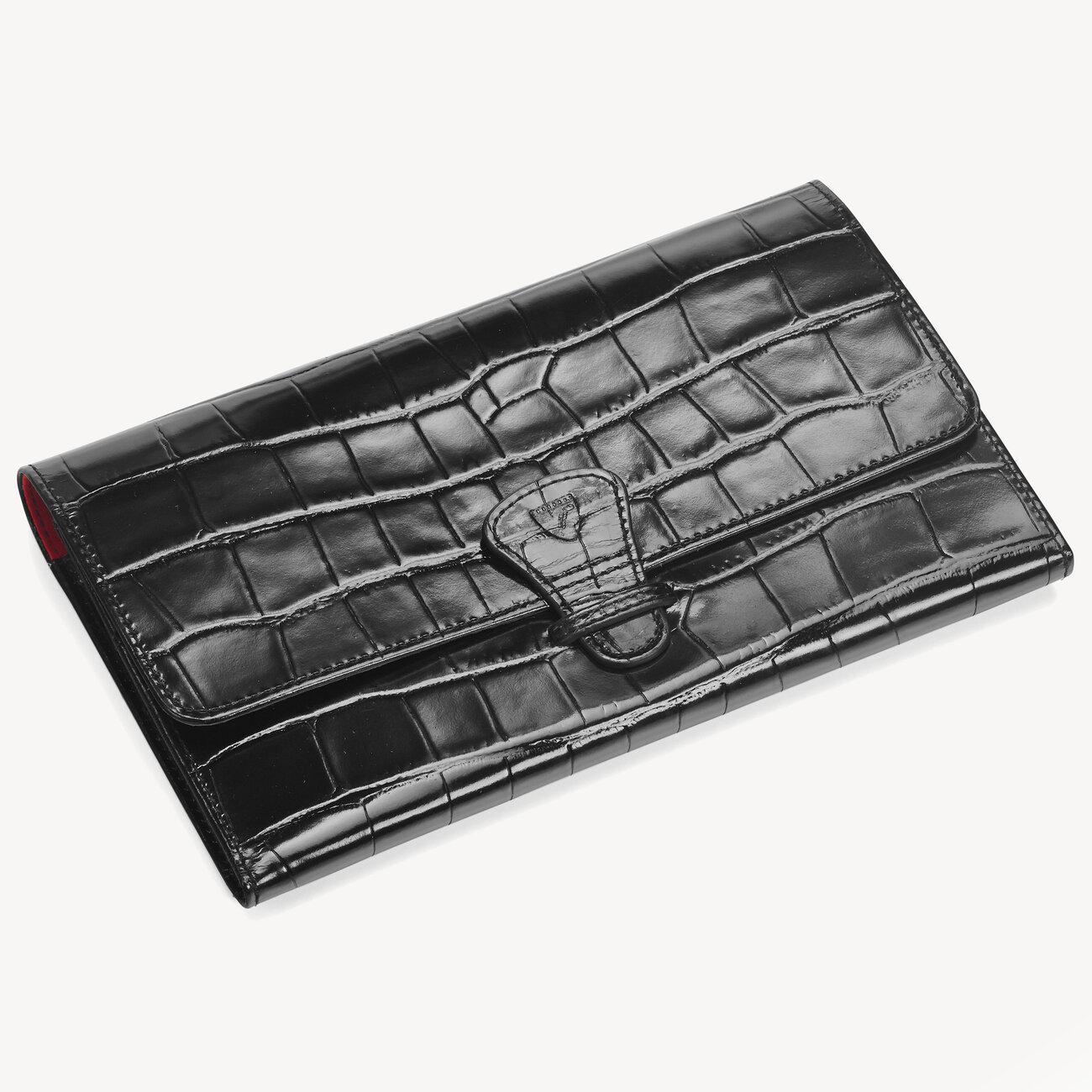 Black Croc Travel Document Wallet Aspinal of London
