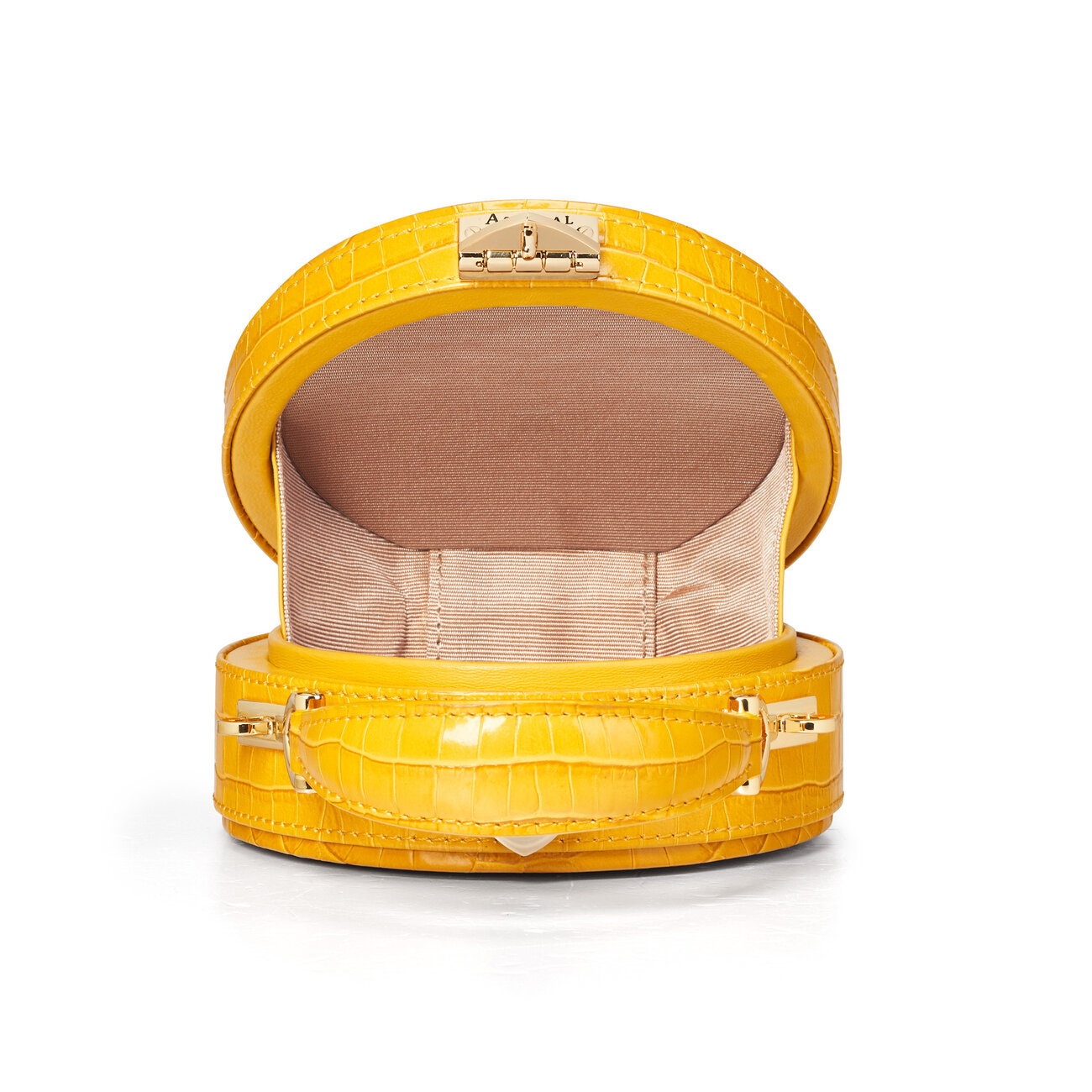 Micro Hat Box in Bright Mustard Croc Aspinal of London