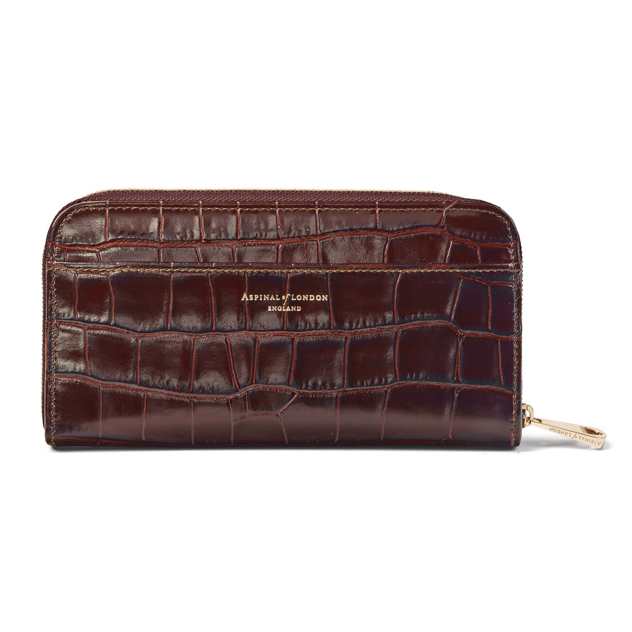 Continental Zip Purse in Amazon Brown Croc Aspinal of London