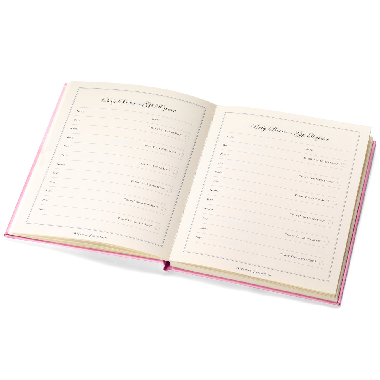 Deluxe Leather Baby Record Book in Pink Aspinal of London