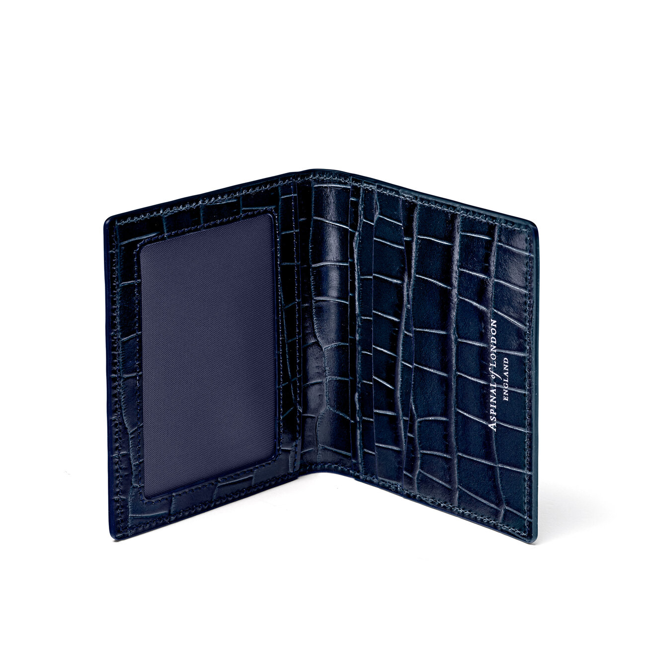 ID & Travel Card Holder in Navy Croc Aspinal of London