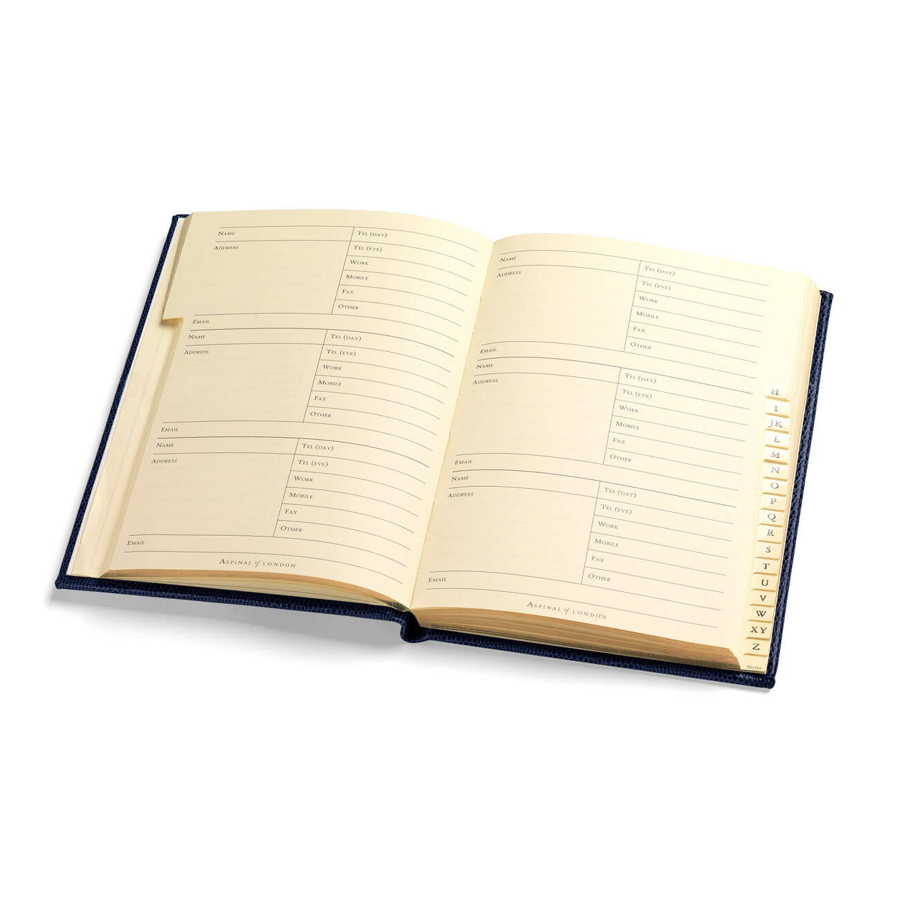 Luxury Leather Address Book in Blue Lizard Aspinal of London