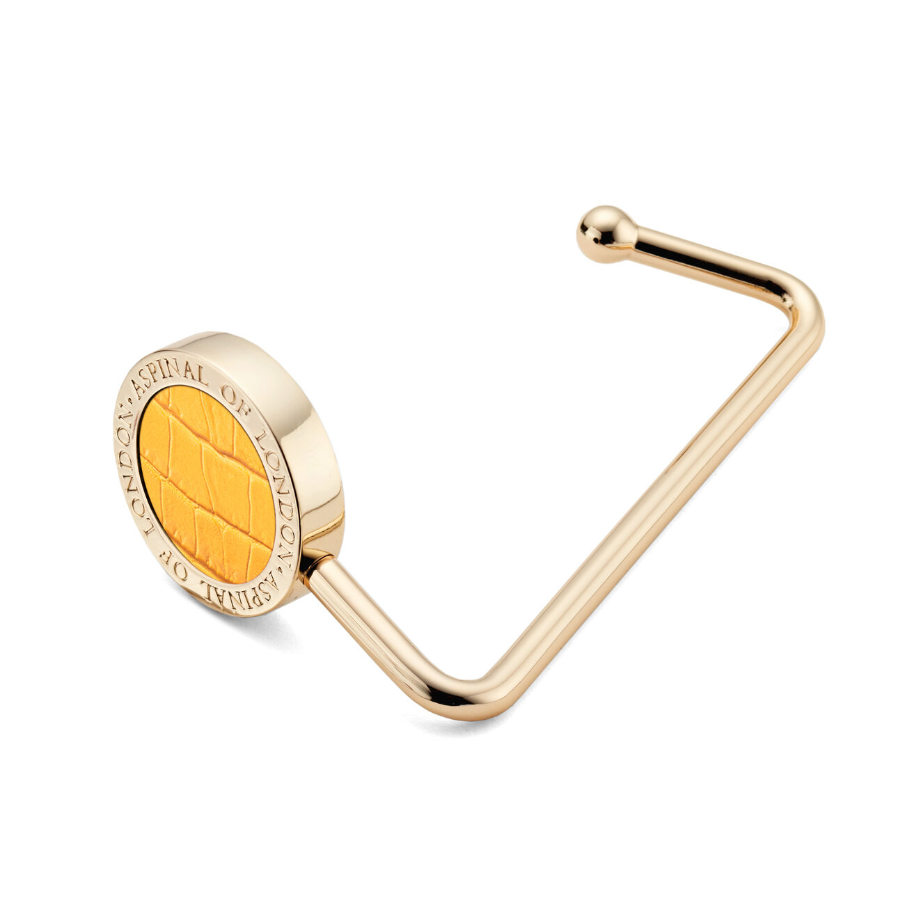 Handbag Hook in Bright Mustard Croc Aspinal of London