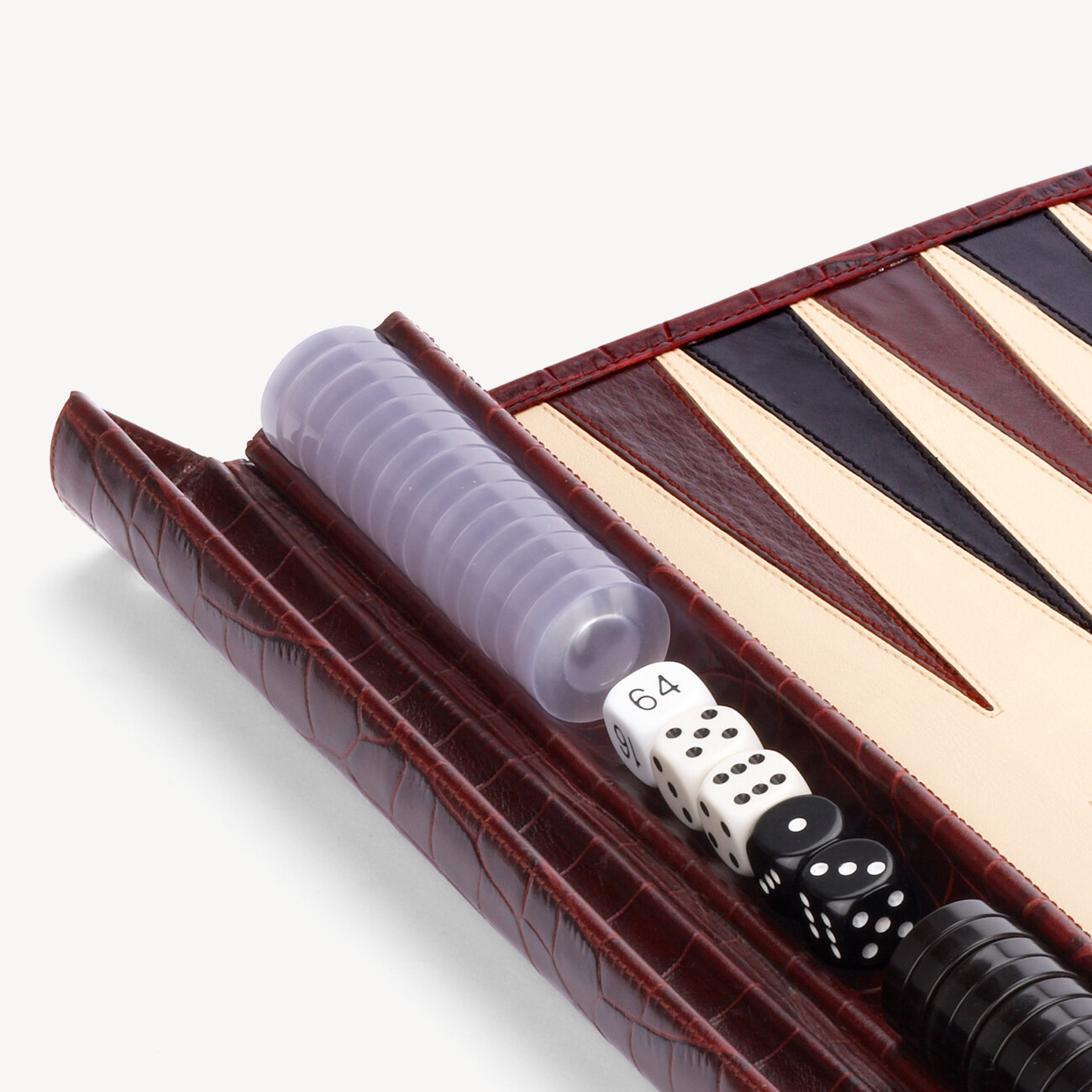 Travel Backgammon Set in Amazon Brown Croc Aspinal
