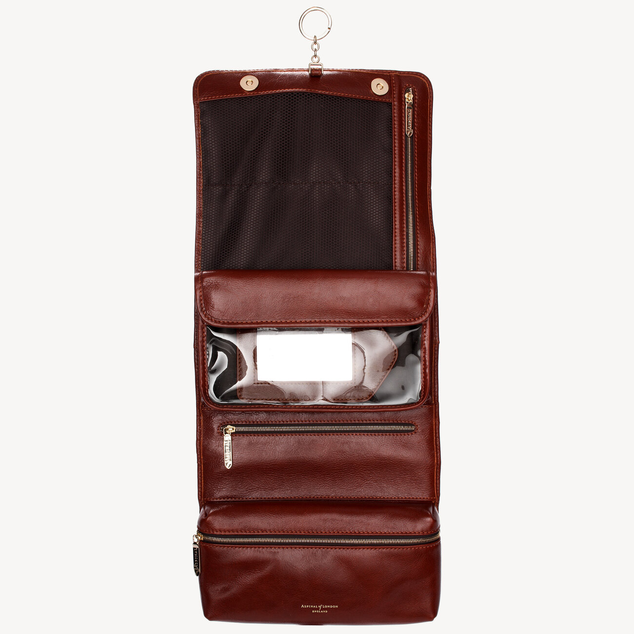 Men’s Hanging Wash Bag in Smooth Cognac Aspinal of London