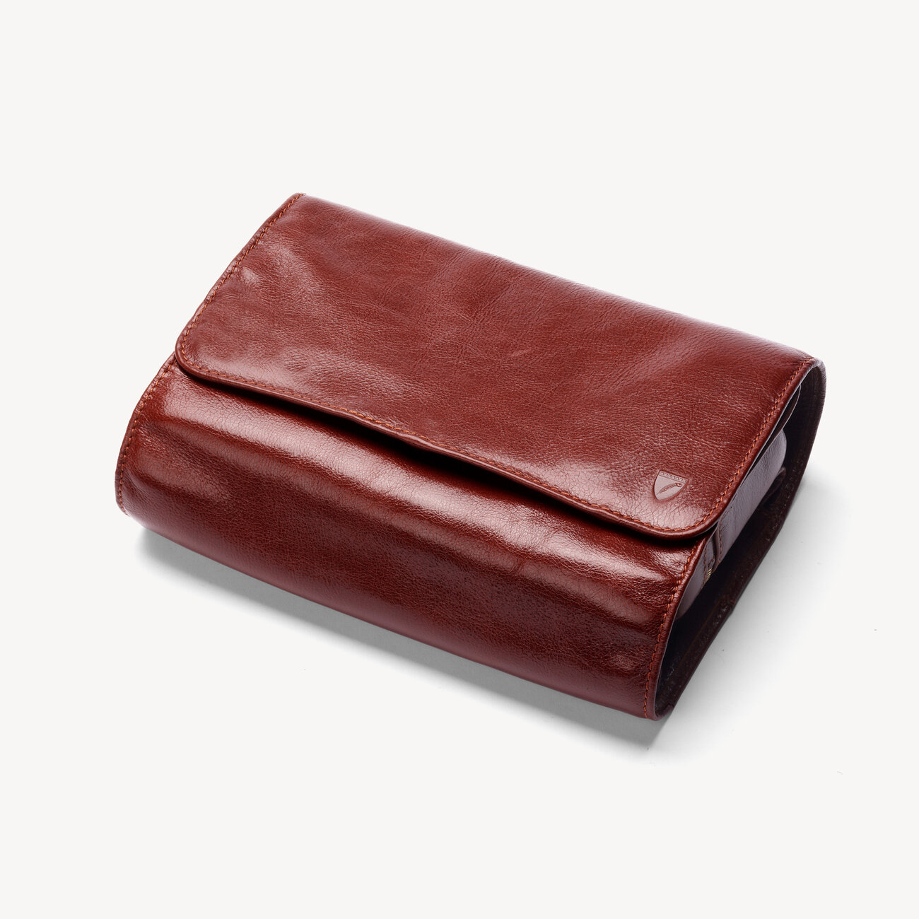 Men’s Hanging Wash Bag in Smooth Cognac | Aspinal of London