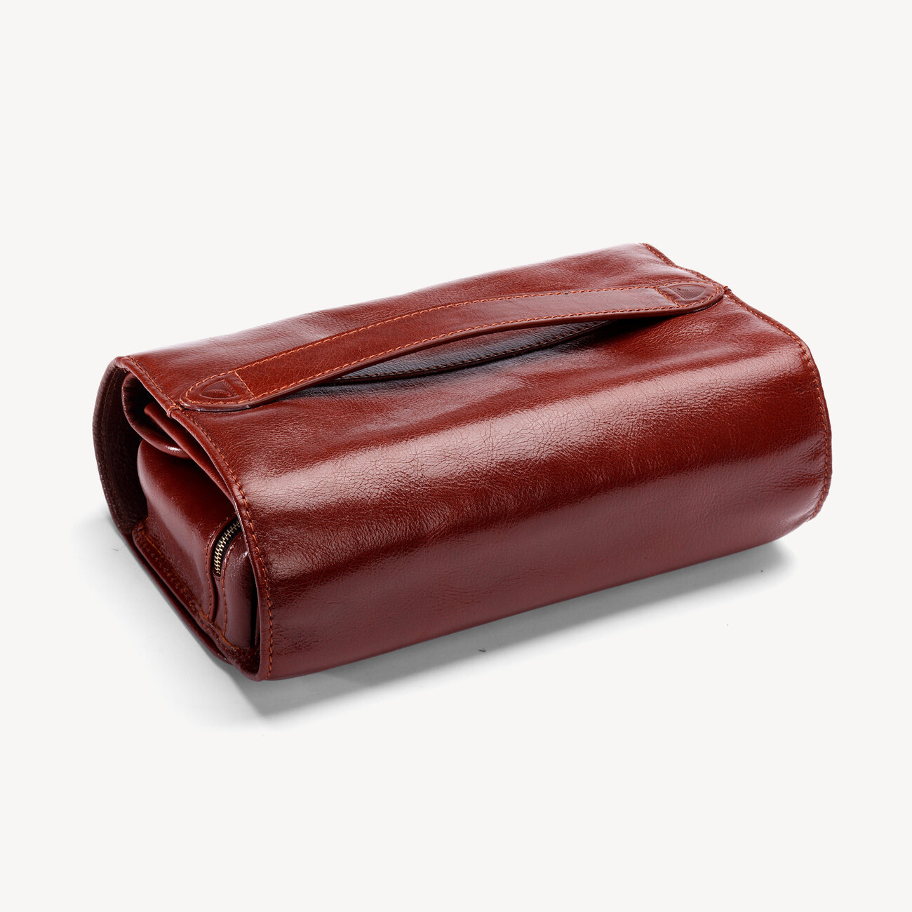 Men’s Hanging Wash Bag in Smooth Cognac Aspinal of London