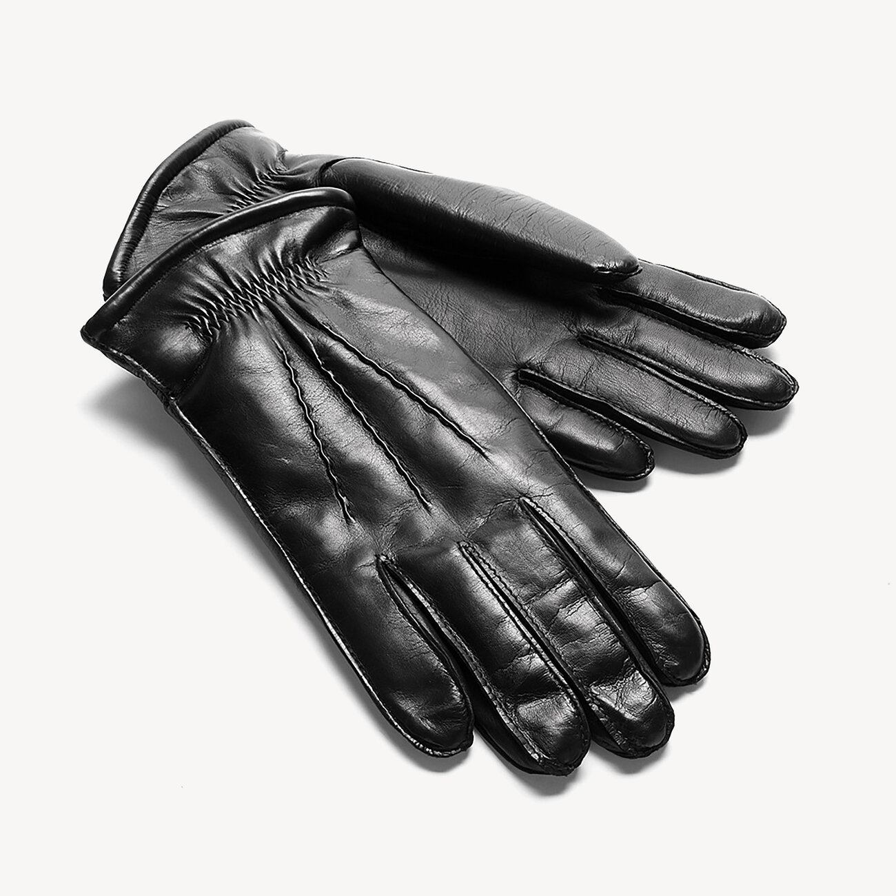Men's Sheepskin Lined Leather Gloves in Black Aspinal