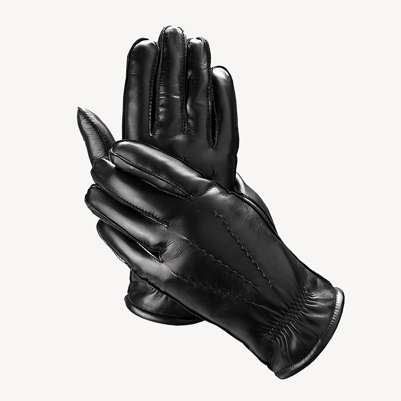 Men's Sheepskin Lined Leather Gloves in Black Aspinal