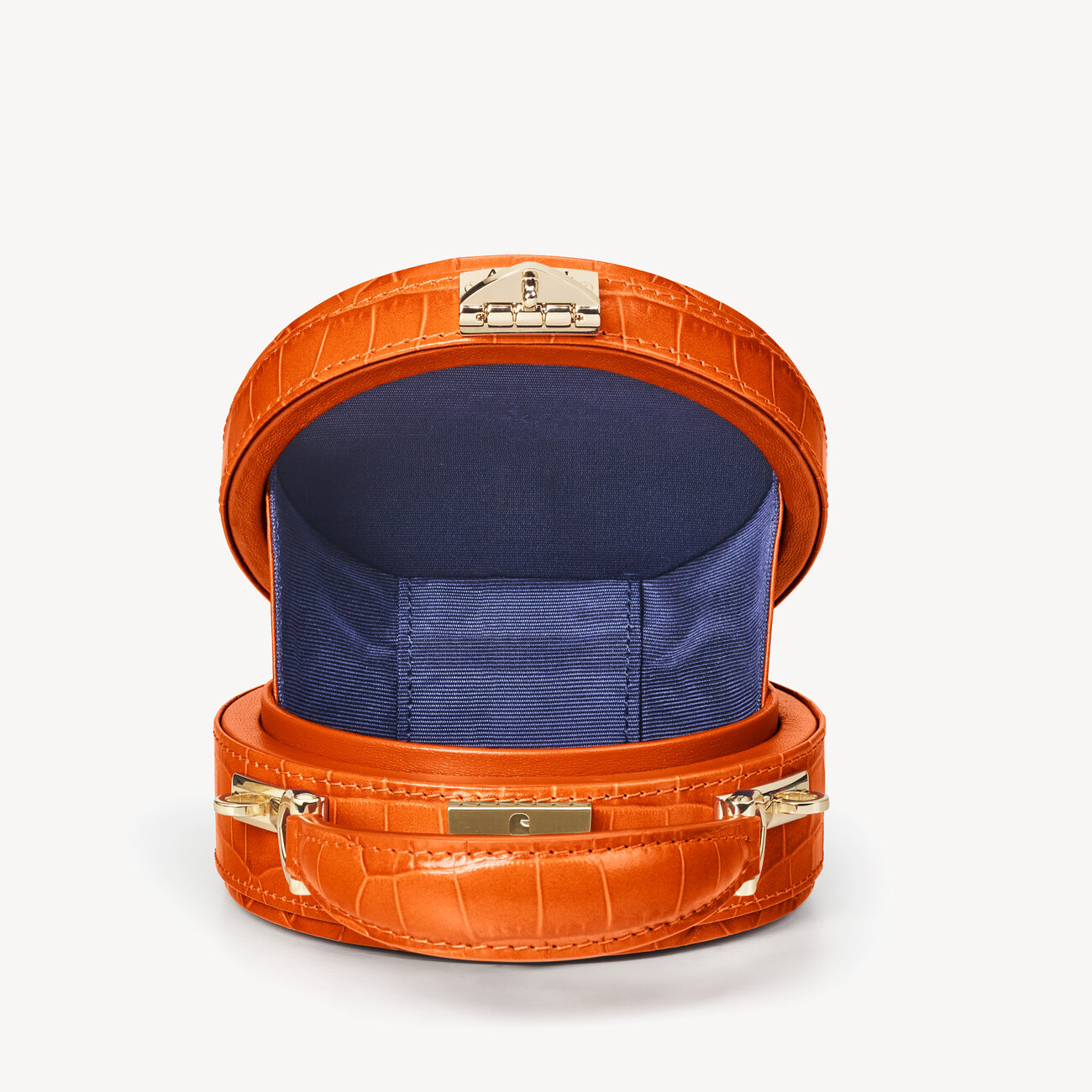 Micro Hat Box in Marmalade Croc Aspinal of London