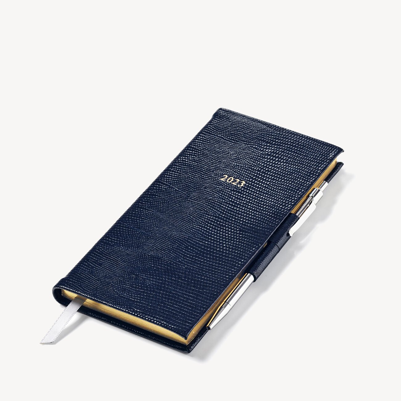 2023 Slim Pocket Diary with Pen in Blue Aspinal of London