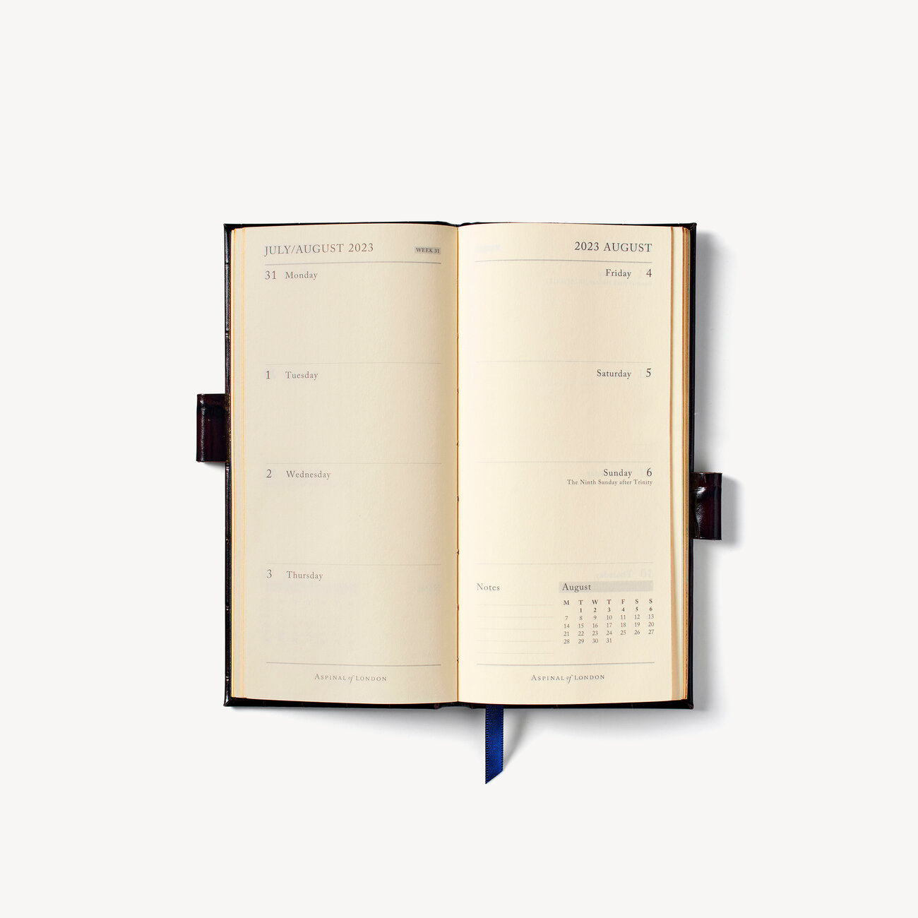 2023 Slim Pocket Diary with Pen in Blue Croc Aspinal