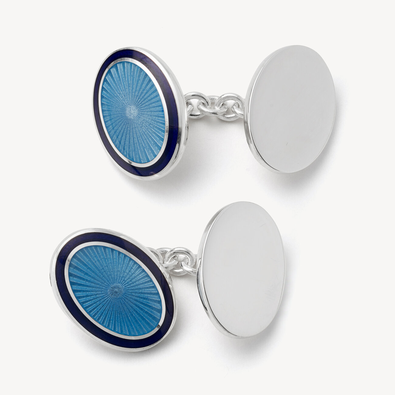 Lacquer Enamel Cufflinks in Navy & Blue Aspinal of London