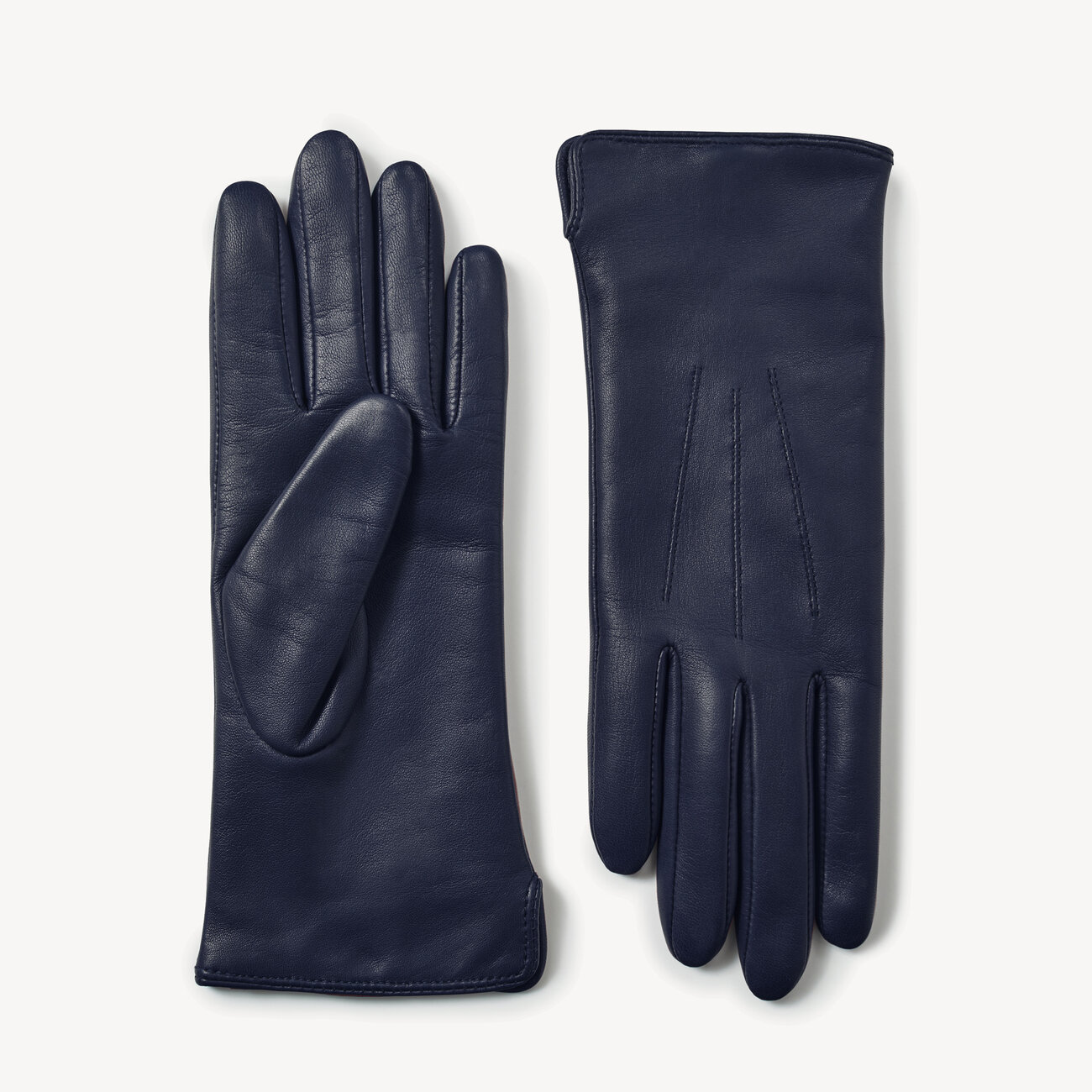 Women's Navy Leather Gloves Aspinal of London