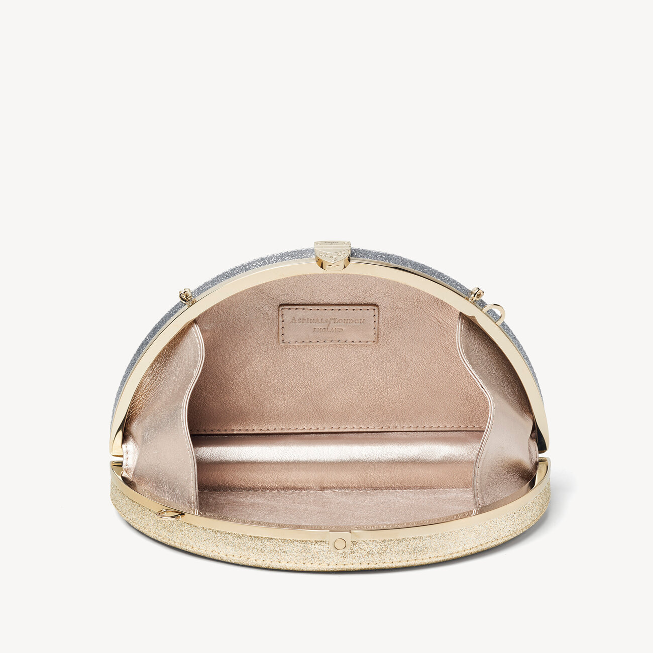 Luna Clutch Champagne & Silver Glitter Aspinal of London
