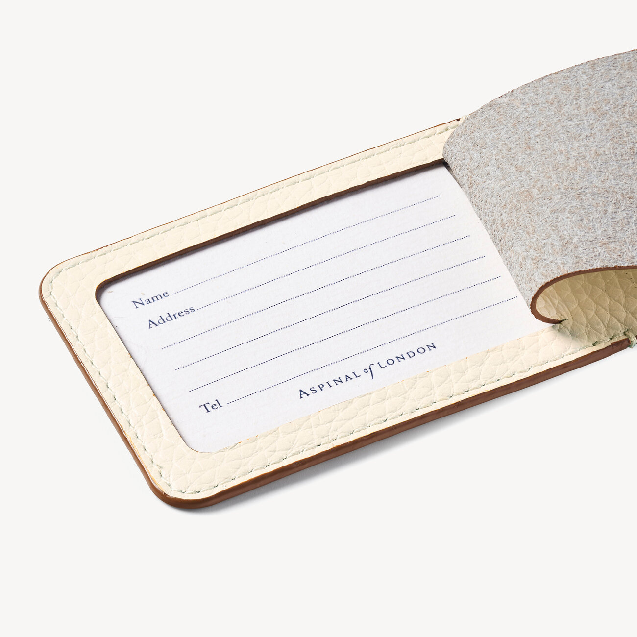 Luggage Tag in Ivory Pebble Aspinal of London