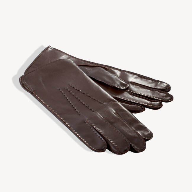 Men's Cashmere Lined Leather Gloves Brown Nappa