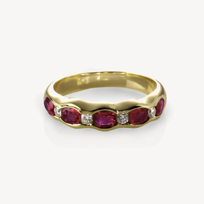 Phoebe Wave Ring Ruby & Diamonds set in 18ct Gold