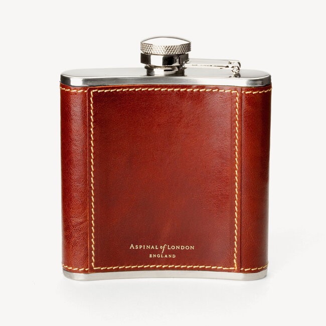 Classic 5oz Leather Hip Flask Smooth Cognac