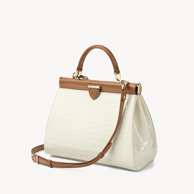 Ivory & Camel Small Florence Frame Bag | Aspinal of London