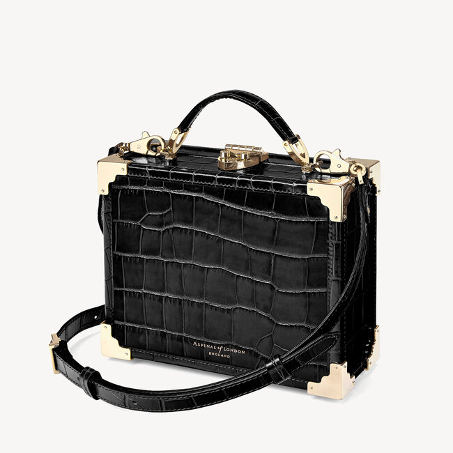 The Trunk with Gold Hardware in Black Croc | Aspinal