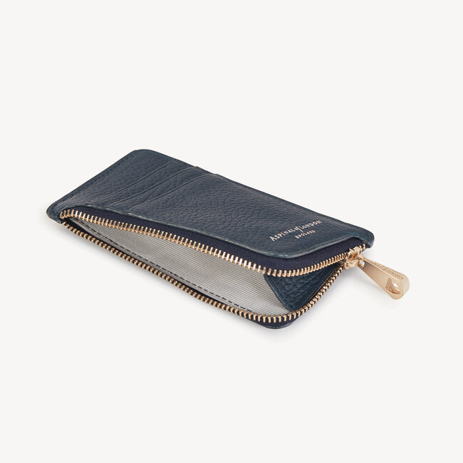 Zipped Coin & Card Holder Navy Pebble