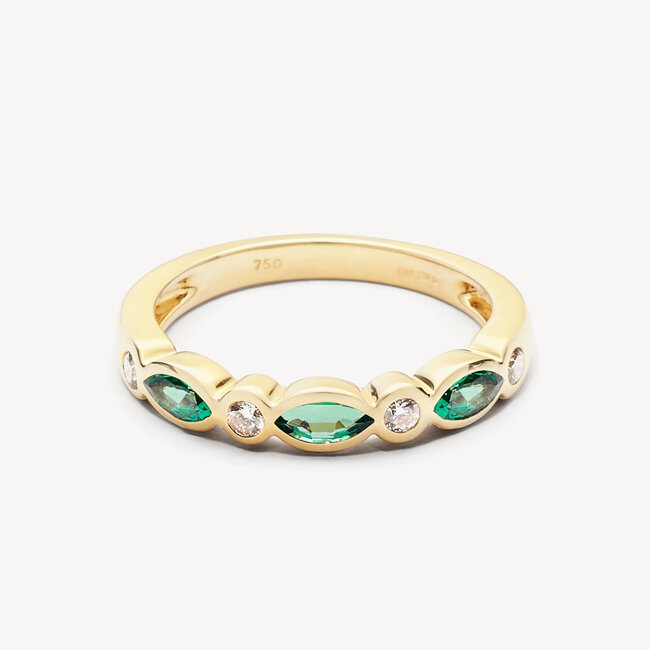 Selene Ring Emerald & Diamonds set in 18ct Gold