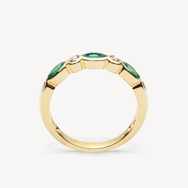 Selene Ring Emerald & Diamonds set in 18ct Gold